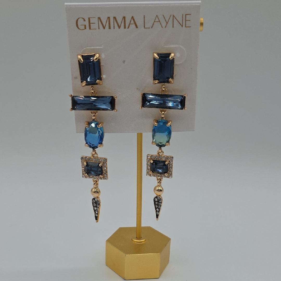 Blue And Gold Statement Earrings